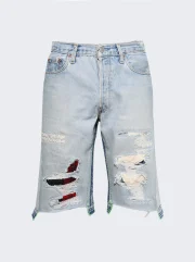 Better With Age Monroe Triple-Wide Denim Repair Shorts Indigo