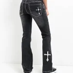 Ninth Hall Alyssia Cross Black Wash Mid Rise Bootcut Jeans