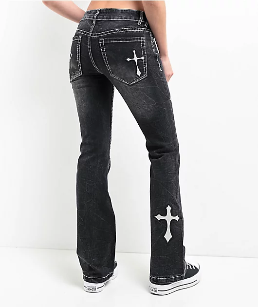 Ninth-Hall-Alyssia-Cross-Black-Wash-Mid-Rise-Bootcut-Jeans-_390816-back-US.webp Ninth Hall Alyssia Cross Black Wash Mid Rise Bootcut Jeans - Image 1