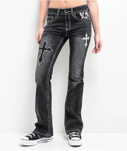Ninth Hall Alyssia Cross Black Wash Mid Rise Bootcut Jeans - Image 2