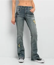 Ninth Hall Alyssia Cross Black Wash Mid Rise Bootcuts Jeans - Image 2