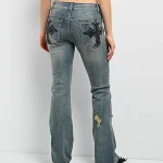 Ninth Hall Alyssia Cross Black Wash Mid Rise Bootcuts Jeans