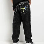 Ninth Hall Ambush Crosses Black Wash Loose Fit Jeans