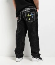 Ninth Hall Ambush Crosses Black Wash Loose Fit Jeans