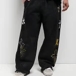 Ninth Hall Crosses Black Wash Baggy Sweatpants