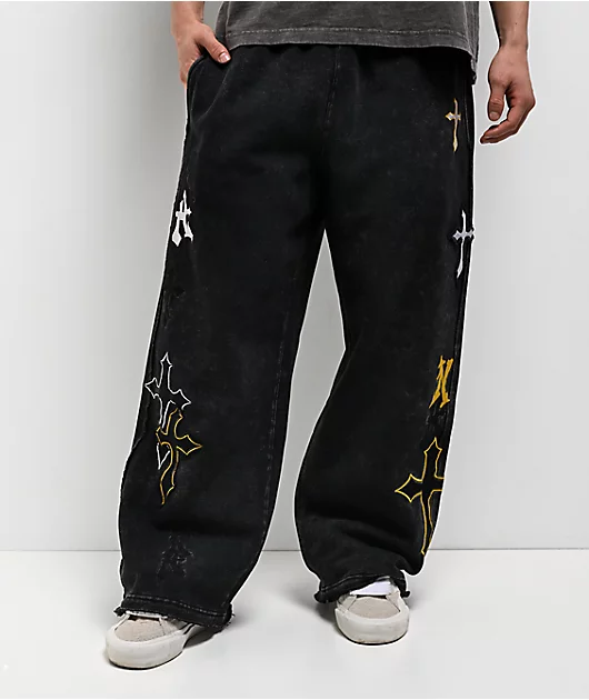 Ninth-Hall-Crosses-Black-Wash-Baggy-Sweatpants-_406458-front-US.webp Ninth Hall Crosses Black Wash Baggy Sweatpants - Image 1