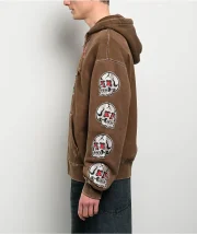 Ninth Hall Dragon Fire Brown Wash Zip Hoodie - Image 2