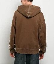 Ninth Hall Dragon Fire Brown Wash Zip Hoodie - Image 3