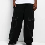 Ninth Hall Stash Black Baggy Cargo Sweatpants
