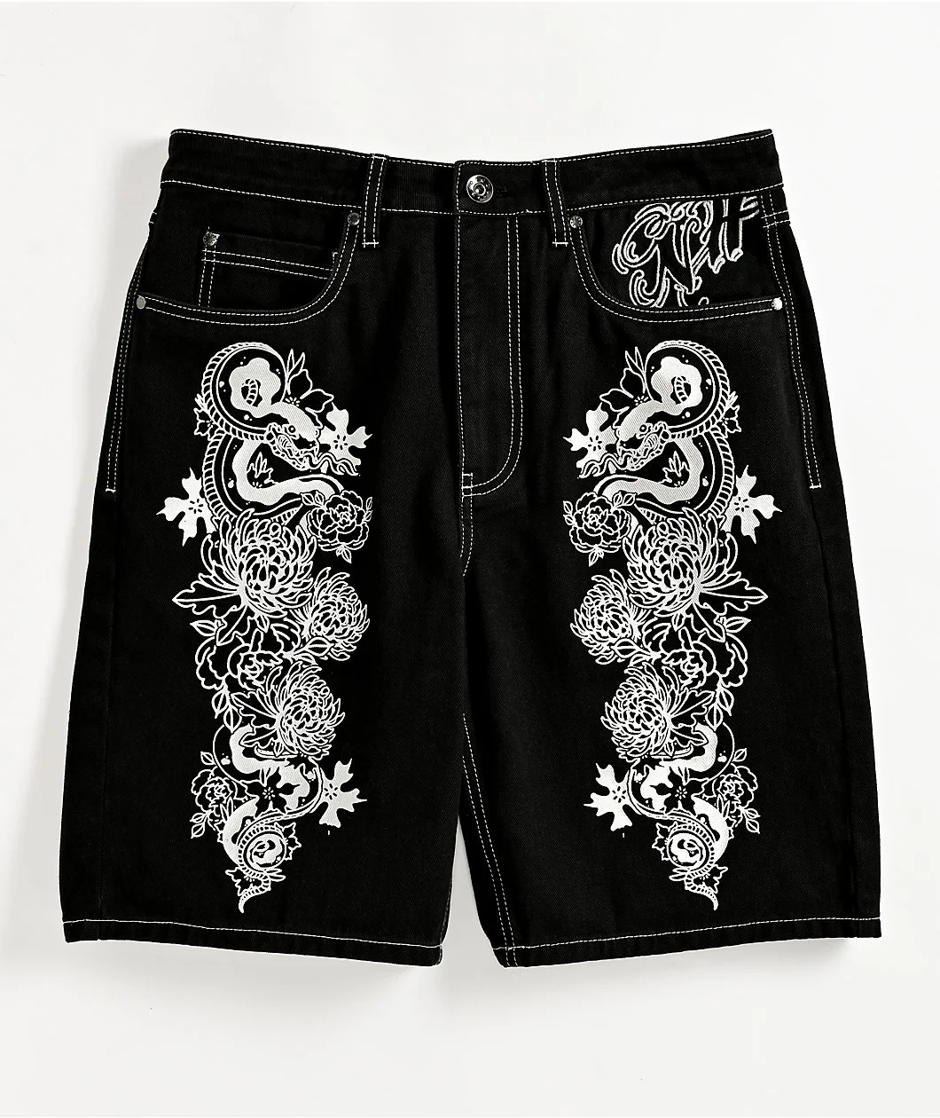 Ninth-Hall-Waylay-Black-Raw-Denim-Shorts.webp Ninth Hall Waylay Black Raw Denim Shorts - Image 1