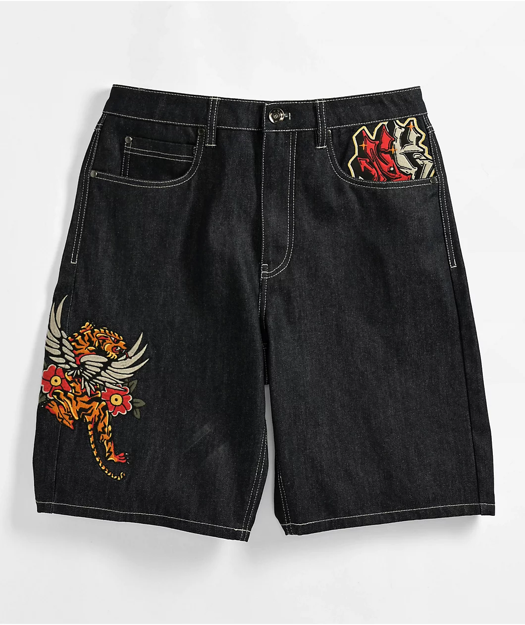Ninth-Hall-Waylay-Indigo-Raw-Denim-Shorts.webp Ninth Hall Waylay Indigo Raw Denim Shorts - Image 1