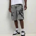 Ninth Hall Waylay Tussle Grey Wash Denim Shorts
