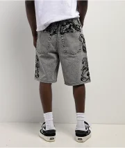Ninth Hall Waylay Tussle Grey Wash Denim Shorts - Image 2